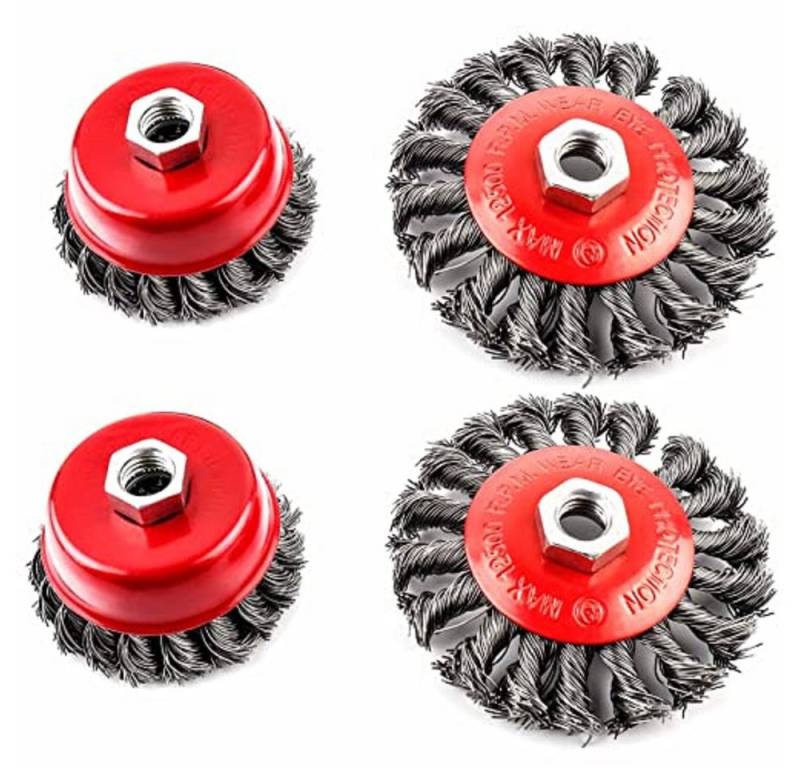 Youyijia Scheibenbürste 4PCS Topfbürste Winkelschleifer Drahtbürste Drahtbürsten-Set, 4-St. Youyijia Scheibenbürste 4PCS Topfbürste Winkelschleifer Drahtbürste Drahtbürsten-Set, 4-St. von Youyijia