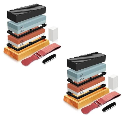 Youyijia Schleifstein Abziehstein Schleifstein Set 9-in-1 Doppelseitig 400/1000 und 3000/8000 Grit Messerschärfer, Professionell Wetzstein Winkelführung mit Rutschfester Bambusboden Youyijia Schleifstein Abziehstein Schleifstein Set 9-in-1 Doppelseitig 400/1000 und 3000/8000 Grit Messerschärfer, Professionell Wetzstein Winkelführung mit Rutschfester Bambusboden von Youyijia