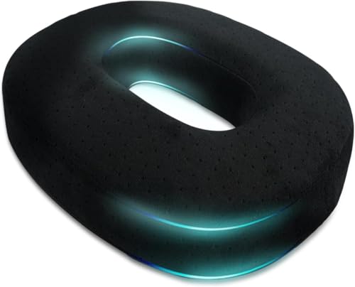 Youyijia Sitzring Steißbein Entlastung Orthopädisches Sitzkissen Memory Foam Stuhlkissen Hämorrhoiden Sitzkissen Zur Entlastung Wirkt Schmerzlindernd Fördert Durchblutung Mit Schwarz 43 x 37 x 7CM von Youyijia