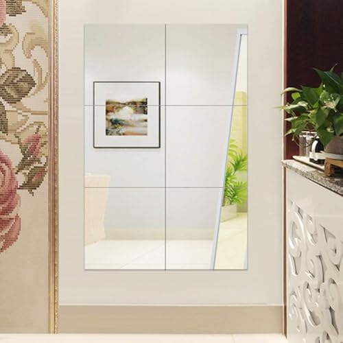 Youyijia Spiegelfliese Selbstklebender Spiegel Glasspiegelfliese Wandspiegel Quadratischer Wandspiegel Ganzkörperaufkleber Geeignet für Schlafzimmer Badezimmer Wohnzimmer Fitnessstudio (12, 30 * 30) von Youyijia