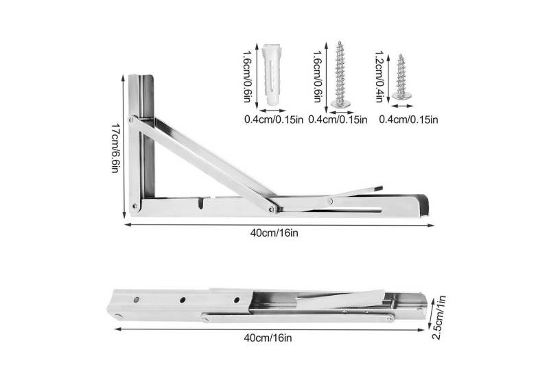 Youyijia Unterstellregal 2STK Klappkonsole 400mm Edelstahl Regal Klammern von Youyijia