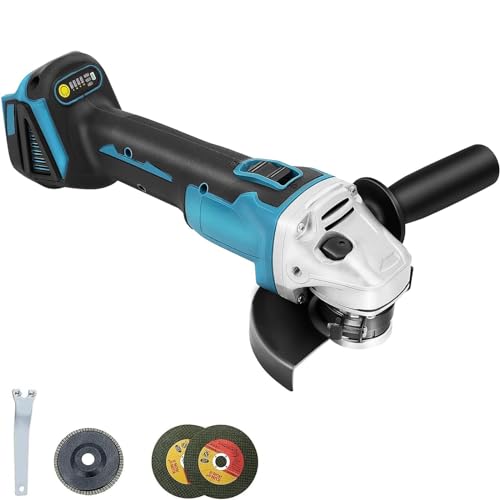 Youyijia Akku Winkelschleifer 800 Watt Scheiben-Ø 125 mm Leerlaufdrehzahl 0-20.000U/min 18V Winkelschleifer mit Drehzahlregelung Trennschleifer Scheibe Vielfältiges Zubehör Keine Batterie von Youyijia