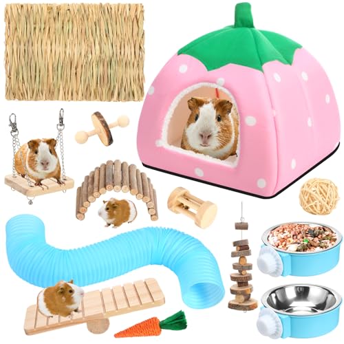 Youyole Meerschweinchen-Starter-Set, Hamster-Versteck, Bett, Kaninchen, Anreicherung, Spielzeug, Käfigzubehör, Kaninchenversteck, Tunnel, Rennmaus, Kauspielzeug mit Futternapf für Chinchillas, Igel Youyole Meerschweinchen-Starter-Set, Hamster-Versteck, Bett, Kaninchen, Anreicherung, Spielzeug, Käfigzubehör, Kaninchenversteck, Tunnel, Rennmaus, Kauspielzeug mit Futternapf für Chinchillas, Igel von Youyole