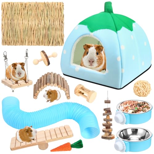 Youyole Meerschweinchen-Starter-Set, Hamster-Versteck, Bett, Kaninchen, Anreicherung, Spielzeug, Käfigzubehör, Kaninchenversteck, Tunnel, Rennmaus, Kauspielzeug mit Futternapf für Chinchillas, Igel Youyole Meerschweinchen-Starter-Set, Hamster-Versteck, Bett, Kaninchen, Anreicherung, Spielzeug, Käfigzubehör, Kaninchenversteck, Tunnel, Rennmaus, Kauspielzeug mit Futternapf für Chinchillas, Igel von Youyole