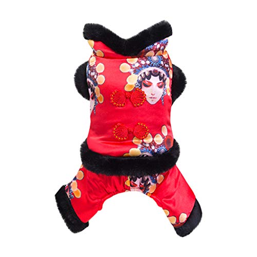 Yowablo Haustier Hund Katze Kleidung Tang Anzug vierbeinigen Baumwollmantel (S,1- Rot) von Yowablo
