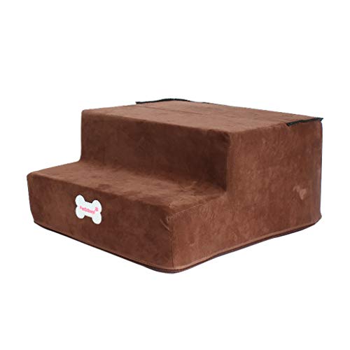 Yowablo High-Density Sponge Pet Stair Mikrofaser-Bezug Rutschfester, unten waschbarer Reißverschluss (Falte Größe:27 * 34 * 50cm,3- Kaffee) von Yowablo