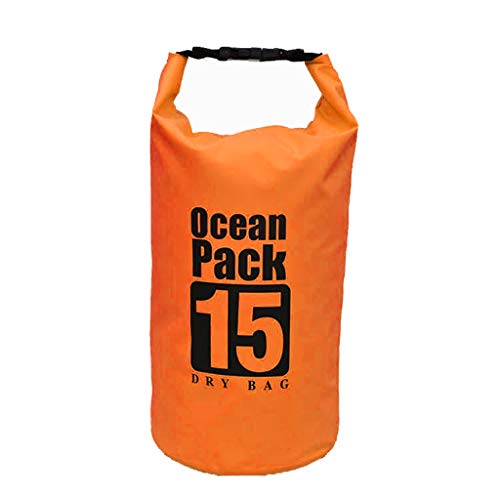 Yowablo PVC wasserdichter Packsack Sack Ocean Pack Schwimmboot Kajak Camping 15L (15L,Orange) von Yowablo