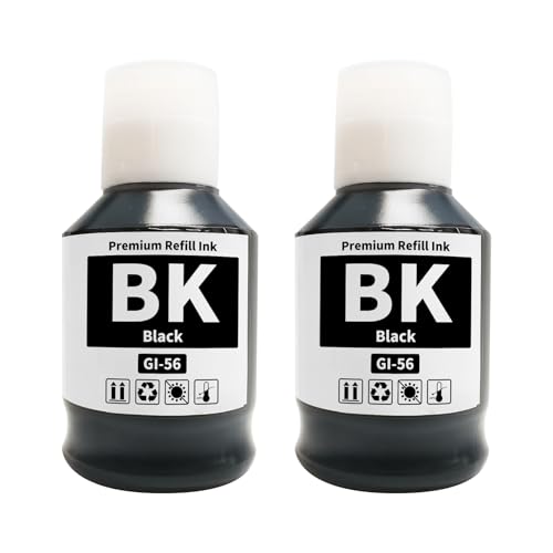 Yowell 2x GI-56 GI-56BK Tinte Kompatibel für Canon GI-56 GI-56BK Schwarz für Maxify GX3050 GX4050 GX5050 GX6050 GX7050 von Yowell