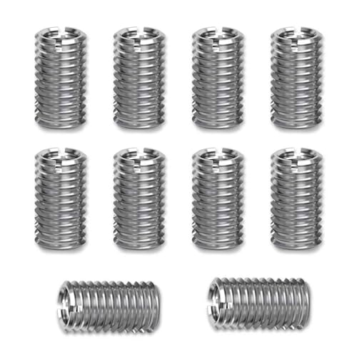 10 Stück Gewindeeinsätze M10 auf M8, Edelstahl Gewindehülsen 15mm, Gewindeadapter Einschraubmutter, Gewindebuchse Eindrehmuffe, Gewindereduzierung Set (M10*M8) von Yowfond