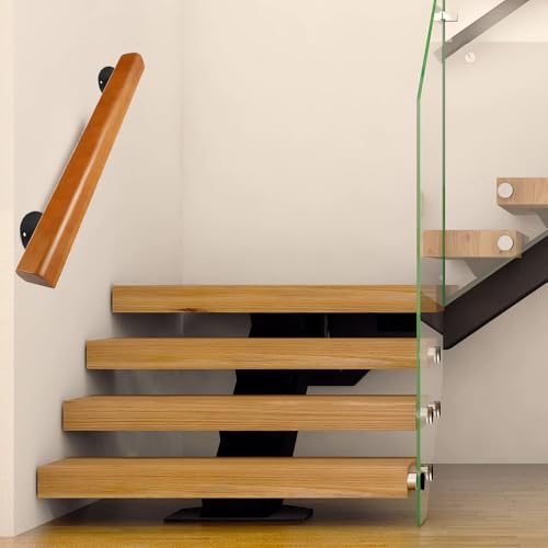 90cm Holzhandläufe für Innentreppen, Wandmontierte Treppengeländer von 400 lbs,Modernes Treppenhandlauf, Rutschfeste Haltegriffe zur Sicherheit für Zuhause Flure Lofts und Terrassenbeläge von Yowikuw