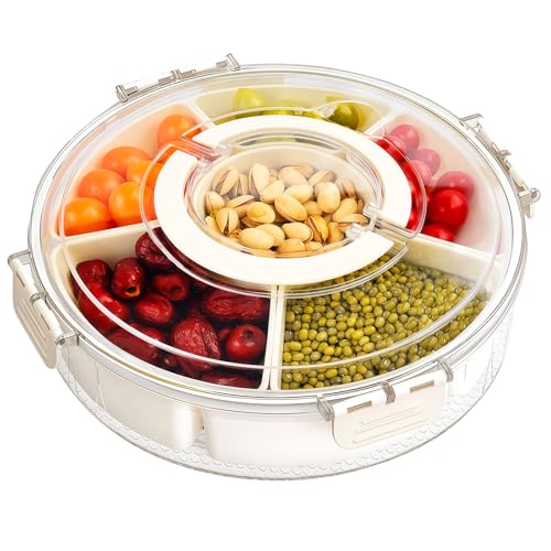 Snackbox mit 6 Fächern, Snackteller mit Deckel und Griff Snackschale Kinder für Party Picknick Trips Tragbar Snackdose Organizer Snacktablett Auslaufsicher für Süßigkeiten Nüsse Obst Veggie Gewürze Snackbox mit 6 Fächern, Snackteller mit Deckel und Griff Snackschale Kinder für Party Picknick Trips Tragbar Snackdose Organizer Snacktablett Auslaufsicher für Süßigkeiten Nüsse Obst Veggie Gewürze von Yowmina