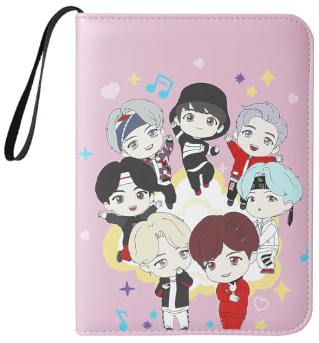 Kpop Fotokartenbinder Halter Hüllen K-Pop Fotokarten-Album Buch für BTS Photocard Binder 400 Karten 4-Pocket Kunstleder Toploading Zip Binder von Yowxeedi