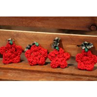 4Er Set Gehäkelte Sterne, Stern Ornamente, Sterne Mit Stoffanhänger, Weihnachtssterne, Hängesterne von YoyoStrings