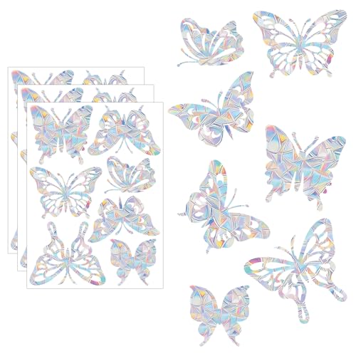 21 Stück Schmetterlingsform Prisma Fensteraufkleber PVC, Vogelschutz gegen Vogelschlag, Sonnenfänger-Sticker mit Regenbogen-Effekt, Dekoration für Fenster 21 Stück Schmetterlingsform Prisma Fensteraufkleber PVC, Vogelschutz gegen Vogelschlag, Sonnenfänger-Sticker mit Regenbogen-Effekt, Dekoration für Fenster von Yphzmtz