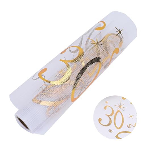 Exquisit Tischläufer Geburtstag Tischdeko 30 Jahre Geburtstagsdeko Tischband Glänzend Gold Tischdecke Happy 30th Birthday Jahrestag Feier Party Dinner Tisch Geburtstag Deko 28 cm x 5 m von Yphzmtz