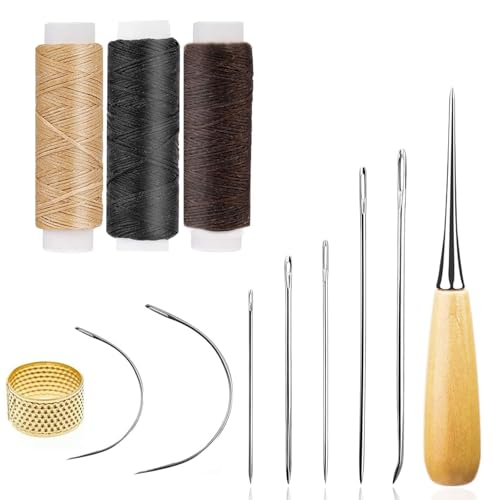 Reparaturwerkzeuge für 13-Pack-Ledercraft-Werkzeuge, DIY handgefertigtes Nähen Lederhandwerk Handwerkstichzubehör mit 3 Rollen Reißfestem Sattlergarn & Bohr-Ahle Reparaturwerkzeuge für 13-Pack-Ledercraft-Werkzeuge, DIY handgefertigtes Nähen Lederhandwerk Handwerkstichzubehör mit 3 Rollen Reißfestem Sattlergarn & Bohr-Ahle von Yphzmtz