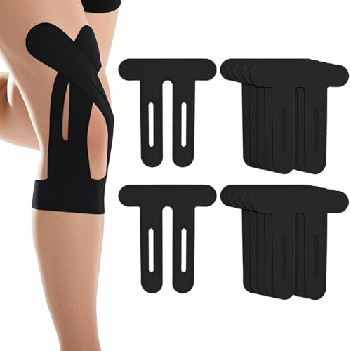 Yphzmtz 12 Stück Precut Kinesiotapes für Knie, Hautfreundlich & Atmungsaktiv | Wasserfestes Elastisches Physio Tape bei Knieschmerzen | Vorgeschnittene (Schwarz) von Yphzmtz