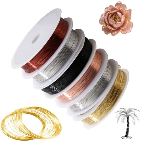 Yphzmtz 30m x 0,5 mm Basteldraht Vielseitig Kupferdraht Blumendraht Set Draht Schmuckdraht für DIY Schmuckherstellung Bastelarbeiten 5 Farben von Yphzmtz