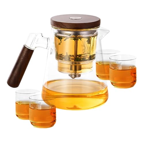 Enchanti-Teekanne, Magic Teapot With Strainer,Glas Teekanne Mit 4 Tassen Water Separation Glass Teapot With Wooden Handle, Enchantipot Witchcrafts Teapot, Enchantipot Magic Tea Pot Zum Aufbrühen von Yplkm