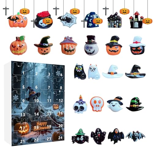 Yplkm Countdown Kalender Halloween,Kunstharz Gruselige Skulpturen Schreibtischdekoration - 24-tägige Kunstharz Gruselfiguren Für Halloween Schreibtisch Party Zuhause Fensterbank Kamin von Yplkm