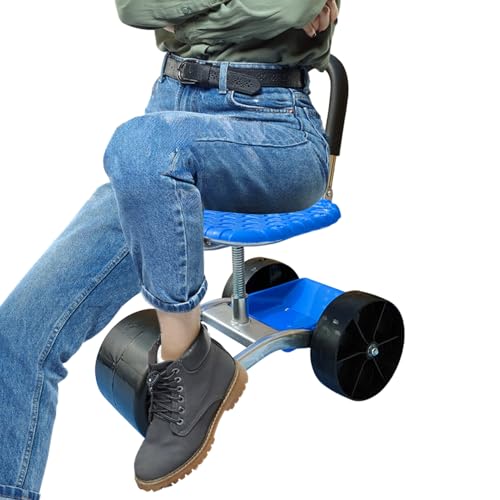 Yplkm Gartenwagen Mit Sitz - Gartenhocker Mit Rädern Und Höhenverstellung | 360 Grad Drehstuhl Für Garten Garage Camping von Yplkm