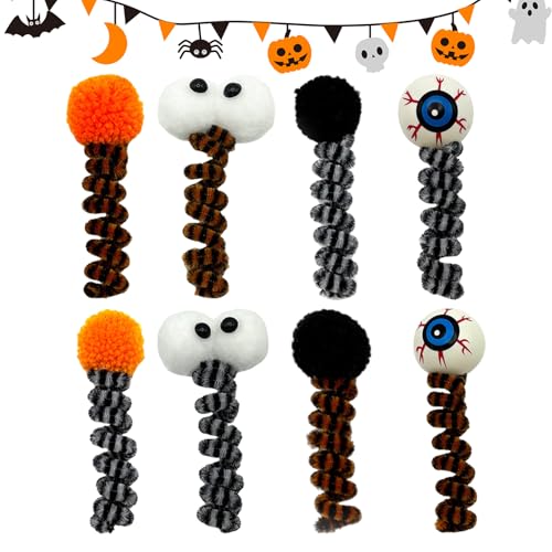 Yplkm Gothic Katzen Spielzeug - Interaktives Katzenspielzeug für Halloween - 8 Stück Federbälle Interaktives Spiel Für Kätzchen Spielzeug Für Drinnen von Yplkm