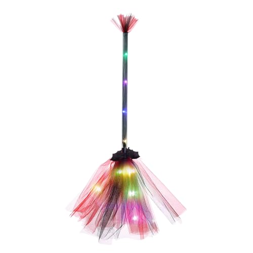 Yplkm Halloween Hexenbesen, Festlicher Hexenbesen Mit LED Lichtern, Cosplay Zubehör Halloween Dekorationen Für Party Kinder Rollenspiel Maskerade Innenbereich Außenbereich Hof Terrasse Garten von Yplkm