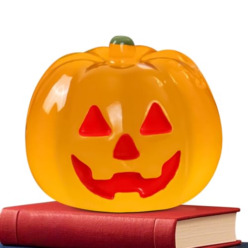Yplkm Halloween Kürbis,Leuchtet im Dunkeln Kürbis Figur | Kunstharz Deko Für Halloween Tisch Schreibtisch Innenbereich Zimmerpflanzen Haus von Yplkm