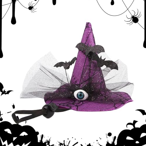 Yplkm Katzen Halloween Kostüme,Kostüm Hund - Hexenkopfschmuck Mit Augapfel Design Verstellbarer Gurt Für Kostümpartys Und Feierlichkeiten von Yplkm