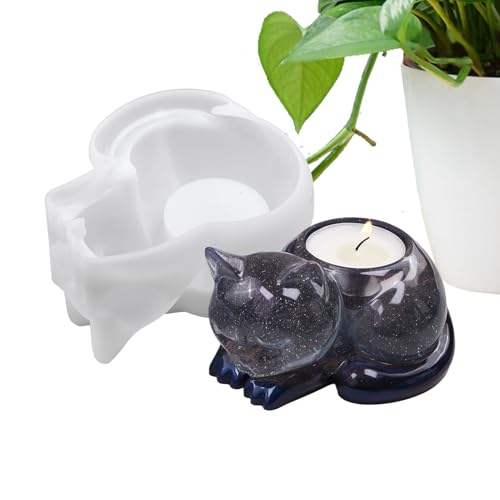 Yplkm Katzenförmige Silikon Kerzenformen,Teelicht Halter Silikonform | Katzenförmige Flexible Modelliermasse Form Für Zuhause Deko Fest- Und Hochzeitsdekoration von Yplkm