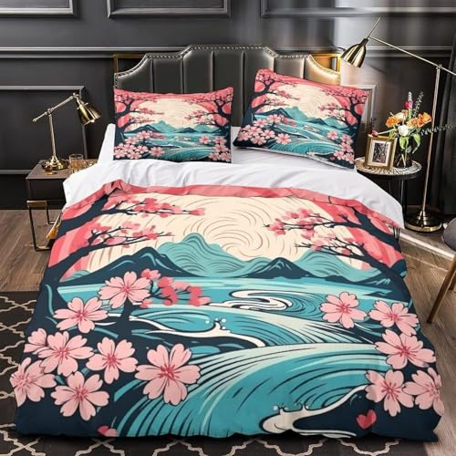 Ypthriline Bettwäsche 200x200 Sakura-Muster Bettwäsche Set Berg Bettbezug 3 Teilig mit Reißverschluss, Super Weich, Premium Mikrofaser Bettwäsche-Sets mit 2 Kissenbezug 80x80 cm Ypthriline Bettwäsche 200x200 Sakura-Muster Bettwäsche Set Berg Bettbezug 3 Teilig mit Reißverschluss, Super Weich, Premium Mikrofaser Bettwäsche-Sets mit 2 Kissenbezug 80x80 cm von Ypthriline