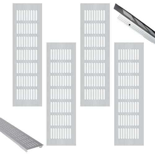 4 Stück Belüftungsgitter Aluminium, Ventilation Grille Rechteckig, Edelstahl Aluminium Lüftungsgitter, für Schuhschrank, Bad, Küche, Wohnzimmer von Yqhugbc