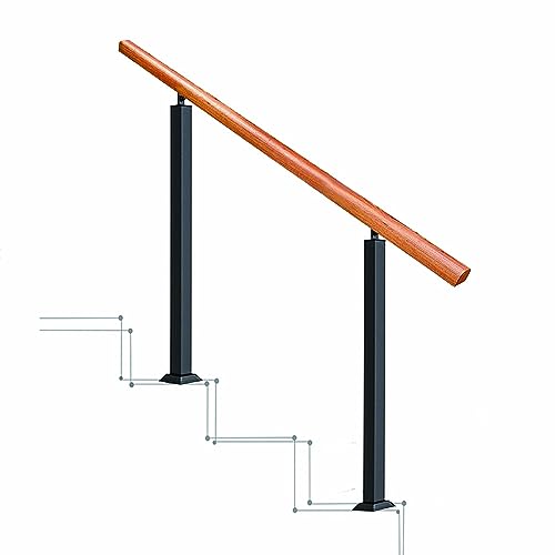 Yqyc Geländer Außen, Treppengeländer Für Den Außenbereich, Passend Für 2 Oder 3 Stufen Holzhandlauf, Übergangshandläufe Für Betonstufen Oder Holztreppen (Color : H-85cm, Size : L-100cm) von Yqyc