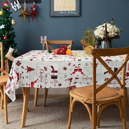 Yrendenge Weihnachten Tischdecke, Santa Schneemann Tischtuch Rechteckig, Wasserdicht Lotuseffekt Tischtuch, Waschbar Tischtuch, Winter Urlaub Tisch Party Dekoration Tischdecke, 130x220cm von Yrendenge