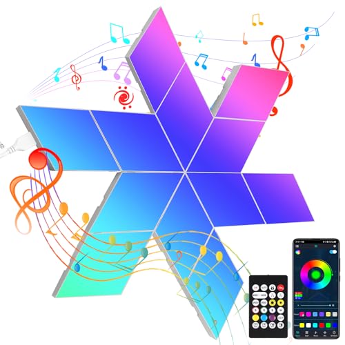 LED Gaming Wandleuchte - 12PCS Rhombisch RGB Panel Smart Wandleuchten Gaming Wand Light App und Musik Sync DIY Modular Lampe für Gamer Zimmer Room Deko LED Gaming Wandleuchte - 12PCS Rhombisch RGB Panel Smart Wandleuchten Gaming Wand Light App und Musik Sync DIY Modular Lampe für Gamer Zimmer Room Deko von YrgePowk