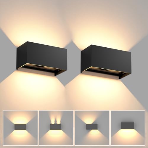 YrgePowk 2 Stücke LED Wandleuchte mit Austauschbarer G9 LED Lamp, 18W 3000k Warmweiß Wandlampe IP65 Wasserdichte Aussenwandleuchte Einstellbarer Abstrahlwinkel Aussenlampe Wand - Schwarz von YrgePowk