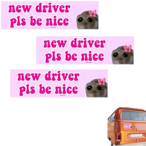Autoaufkleber mit Aufschrift "Nice Driver", "New Driver Please Be Nice", selbstklebender Fahranfänger, lustiger Autoaufkleber, unverzichtbare Schilder für Fahranfänger (3 Stück) von Ysaca