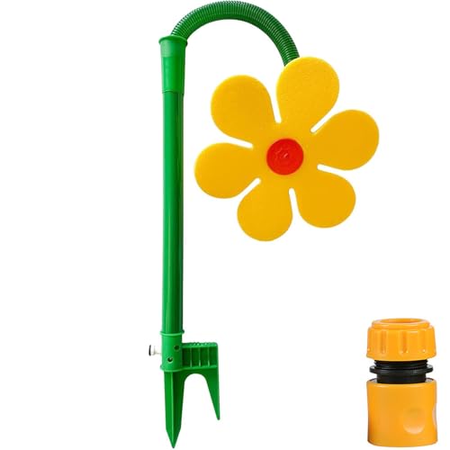 Crazy Daisy Sprinkler, 360° drehbarer Wassersprinkler mit tanzender Blume, rotierender Blumen-Wasserspray, Gartenbewässerungswerkzeug für Gartenbewässerung, lustiger Rasensprüher (gelb) von Ysaca