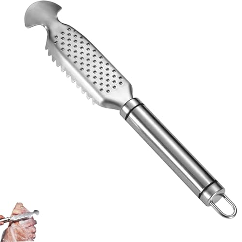 Fischentkalker-Werkzeug, 2-in-1 Edelstahl-Fischentschuppen-Entferner mit Ingwerreibe, multifunktionales Fischschuppen-Schabwerkzeug für einfache Reinigung zu Hause oder im Restaurant (1 Stück) von Ysaca