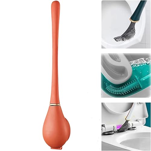 Ysaca Klobürste Silikon,Flexible Toilettenbürste aus Silikon mit Chnell Trocknendem Ständer, Toilettenbürste Silikon zum schnell die Toilette sauber WC bürste für Badezimmer,1PC,Orange von Ysaca