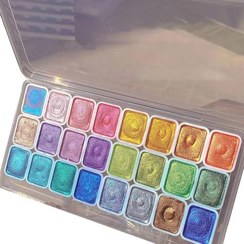 Ysaca Verschiebendes Aquarellfarben-Set, Metallic-Aquarellfarben-Set, Glitzer-Aquarellfarben mit kompakter Palette, Farbwechsel- und Schimmer-Effekte, für Anfänger, Künstler (D) von Ysaca