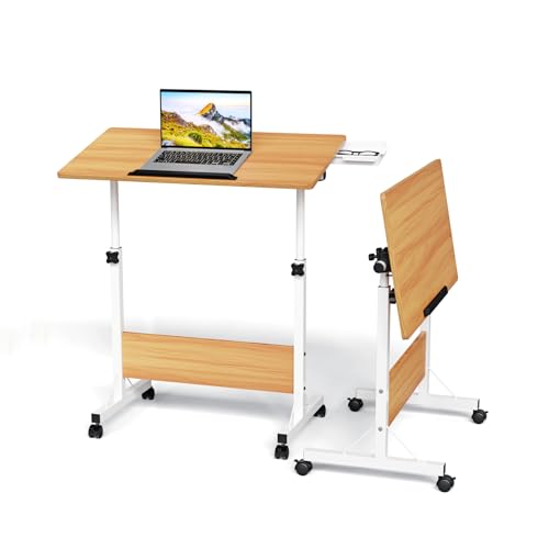 Ysgwsg 80x40cm Laptoptisch Mit Rollen, Klappbarer Computertisch, Computertisch Höhenverstellbar von 69-90 cm, PC Tisch, Schreibtisch, Platzsparender Beistelltisch für Heimbüro. (Holz-a, 80x40x64-89cm) Ysgwsg 80x40cm Laptoptisch Mit Rollen, Klappbarer Computertisch, Computertisch Höhenverstellbar von 69-90 cm, PC Tisch, Schreibtisch, Platzsparender Beistelltisch für Heimbüro. (Holz-a, 80x40x64-89cm) von Ysgwsg