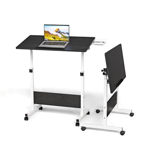 Ysgwsg 80x40cm Laptoptisch Mit Rollen, Klappbarer Computertisch Höhenverstellbar von 69-90 cm, PC Tisch, Schreibtisch, Platzsparender Beistelltisch für Heimbüro. (Schwarz-a, 80x40x64-89cm) von Ysgwsg
