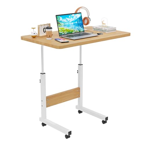 Ysgwsg Laptoptisch Höhenverstellbar 69-90cm, Computertisch Mit Rollen, Beistelltisch Couch, Pc Tisch Klein Geeignet für Home-Office, Wohnzimmer. (Holz-c, 60x40x69-90cm) von Ysgwsg