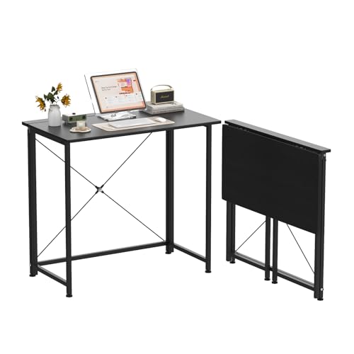 Ysgwsg Schreibtisch Klappbar Kleiner, Klappbarer Computertisch, Faltbarer Kleiner Schreibtisch, Faltbar PC Tisch Bürotisch Für Home Office, Platzsparend. (Schwarz, 80x45x75cm) von Ysgwsg