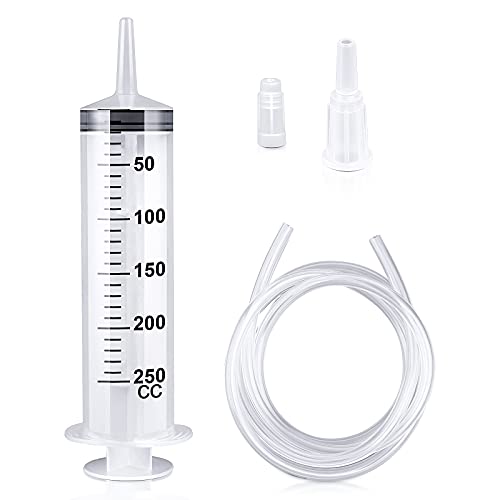 150/250/350/550ml Spritze mit Kunststoffrohre Wiederverwendbare Kunststoffspritze für Öl- oder Leimapplikatoren, Experimente, Pet Fütterung, Indust（250ml） von Ysimple