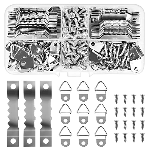 460 Stück Rahmen aufhänger Bilderrahmen Aufhänger Sägezahn Bildaufhänger Bilderrahmen Aufhänger Doppel-Loch mit 240 Stück Schrauben für Bilderrahmen Keilrahmen Uhren Gemälde und Kunsthandwerk (Silber) von Ysimple