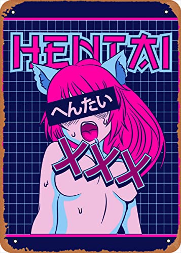 Anime Metallposter Cool Vaporwave Ästhetik Figur Poster Metall Blechschild Hentai Anime Girl Waifu Wandkunst Dekor Blechschild - 20,3 x 30,5 cm von Ysirseu