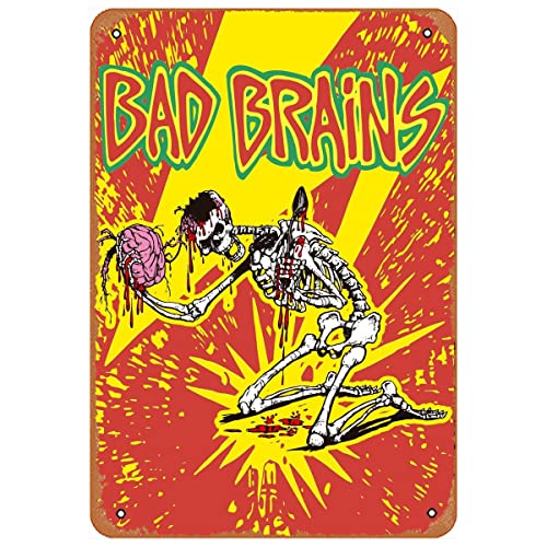 Bad Brains Skelett Poster Druck Blechschild für Wand, dekorative Metallschilder, Wohnzimmer, Büro, Studentenwohnheim, Kinderzimmer, Spielzimmer, Café, Fitnessstudio oder Büro, 20.3x30.5 cm von Ysirseu