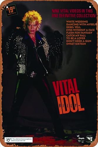 Billy Idol: Vital Movie (1987) Poster, Retro-Metallschild, Vintage-Blechschild für Schild, Café, Bar, Zuhause, Wanddekoration, Kunstschild, Geschenk, 30,5 x 20,3 cm von Ysirseu